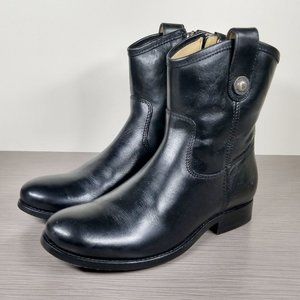 Frye Melissa Button Short Boots, Black Leather, Womens Size 6 B